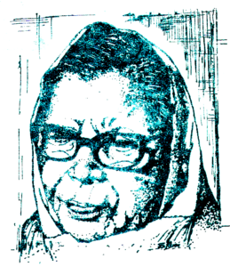 Waterproof black ink drawing: The Great Hindi Poetess: Mahadevi Verma ( 1907 – 1987) (from the pages of Pt. Jawaharlal Nehru College, Banda (UP, India) annual magazine ‘Vikalpa’ 1987-88 and 1988-89 issue).